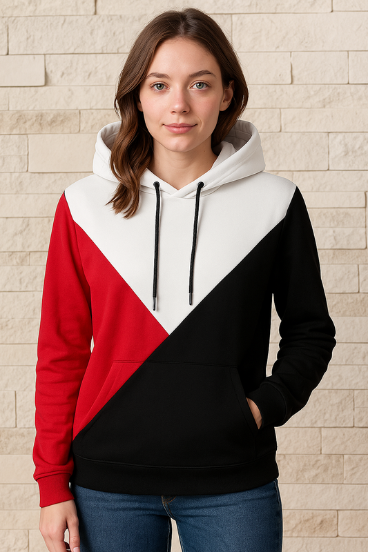 Casual Cotton Color Block Hoodies