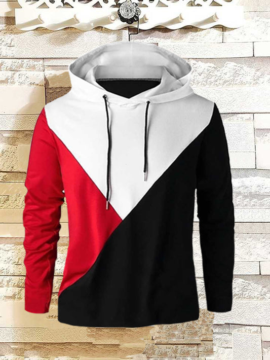 Casual Cotton Color Block Hoodies