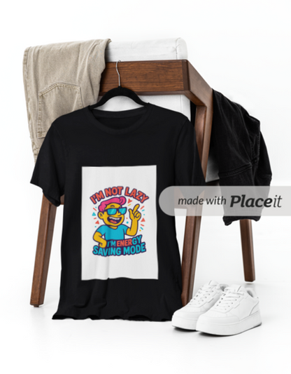 🌀 “I’m Not Lazy — I’m on Energy Saving Mode” Funny Meme Sticker T-Shirt