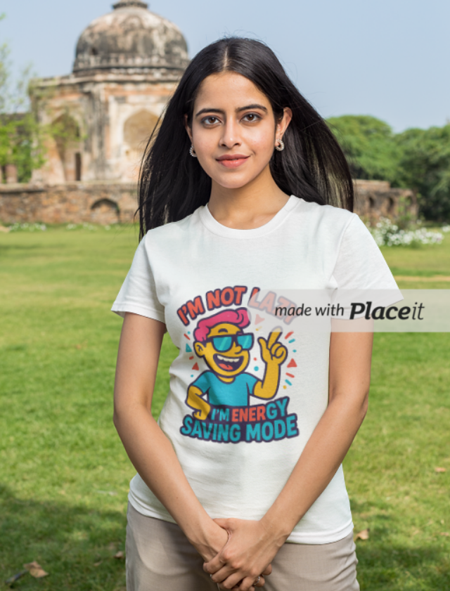 🌀 “I’m Not Lazy — I’m on Energy Saving Mode” Funny Meme Sticker T-Shirt