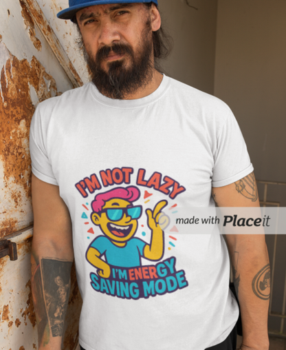 🌀 “I’m Not Lazy — I’m on Energy Saving Mode” Funny Meme Sticker T-Shirt